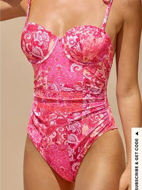 Cupshe Hot Pink Paisley One-Piece Swimsuit